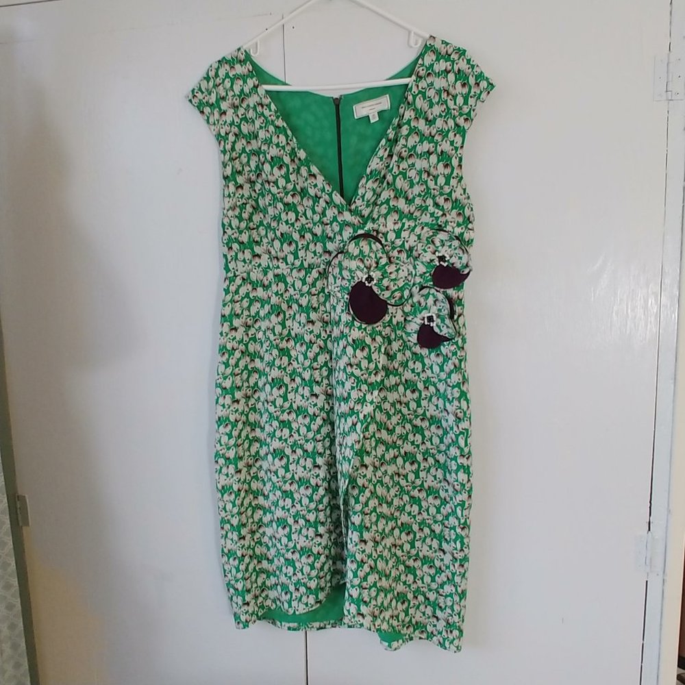 Moulinette Soeurs Silk Tulip Print Faux Wrap Dress
